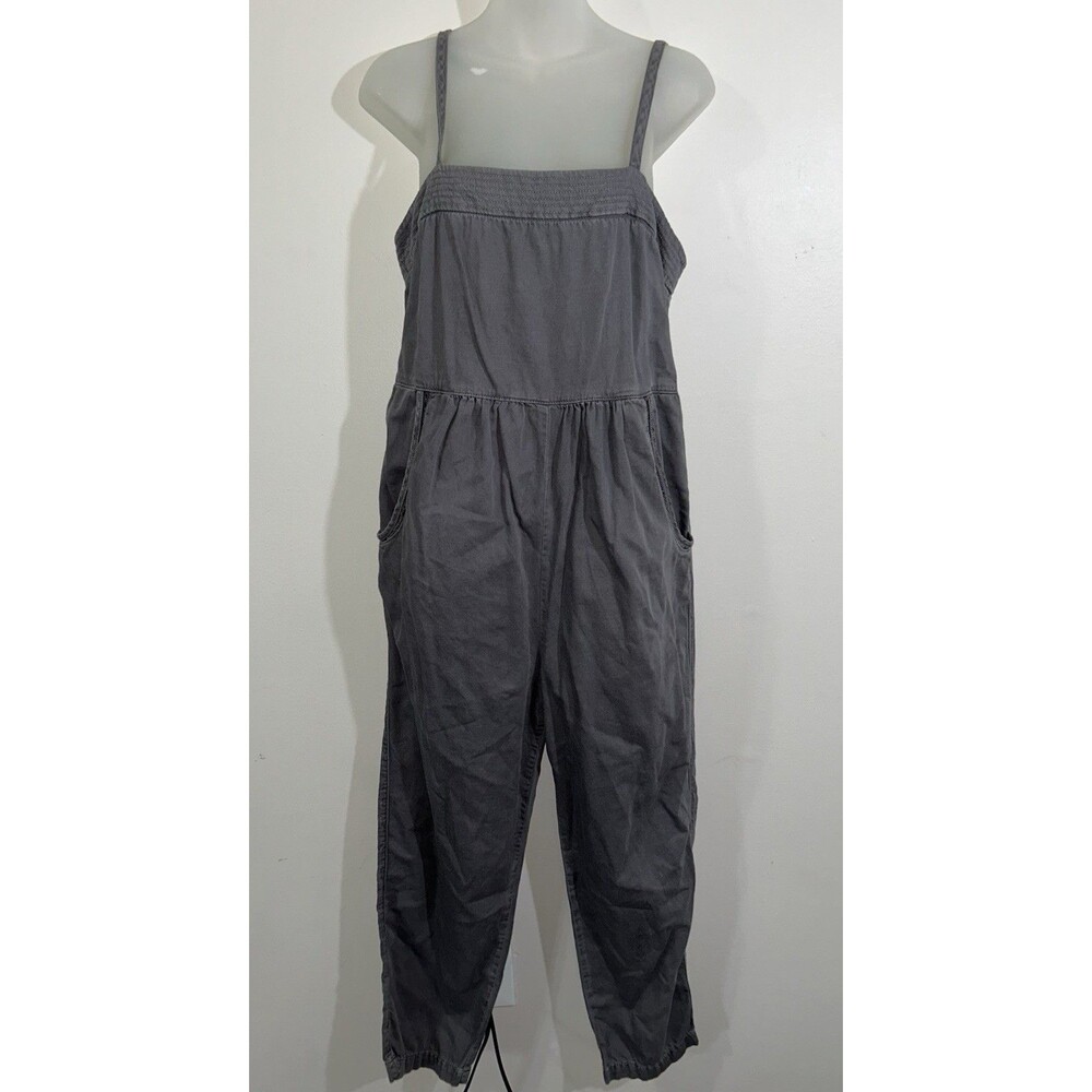 Anthropologie Postmark Equinox Everyday Jumpsuit Gray Smocked Knit Jogger Crop S